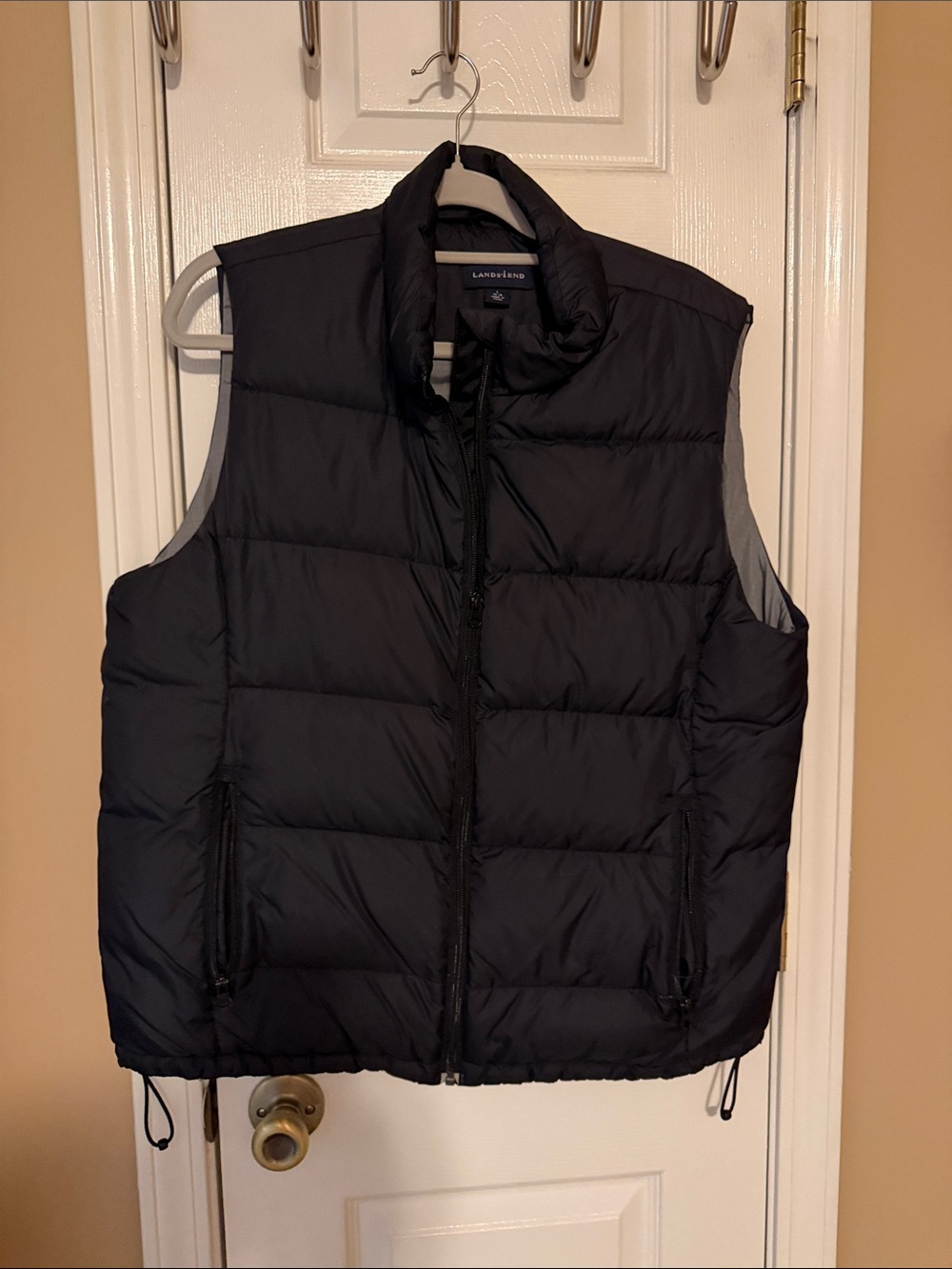 Lands' End Men's Black Quilted Down-Style Vest